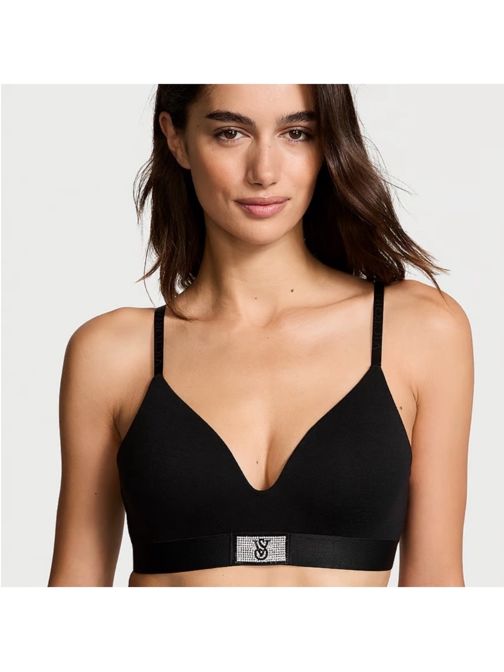 Victoria's Secret The T Shirt Shine Patch Lightly Lined Black Wireless Bra 32D